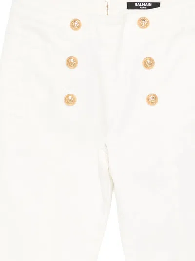 Balmain Button Trousers In White