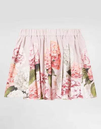 Dolce & Gabbana Hydrangea-print Canvas Skirt In Pink