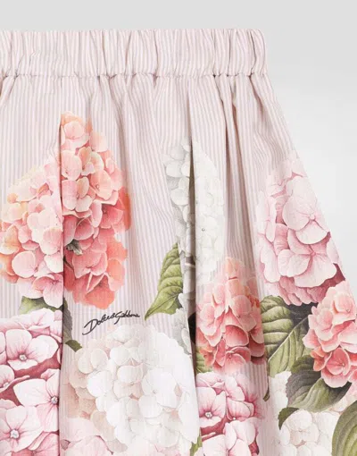 Dolce & Gabbana Hydrangea-print Canvas Skirt In Pink