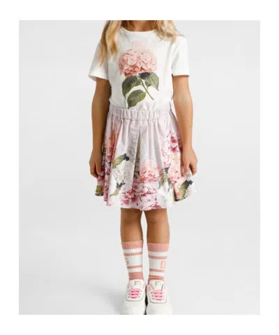 Dolce & Gabbana Hydrangea-print Canvas Skirt In Pink