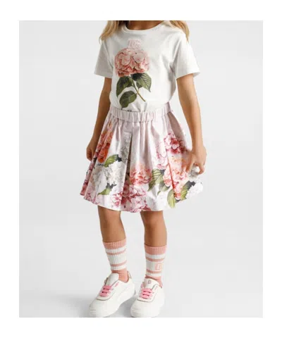 Dolce & Gabbana Hydrangea-print Canvas Skirt In Pink