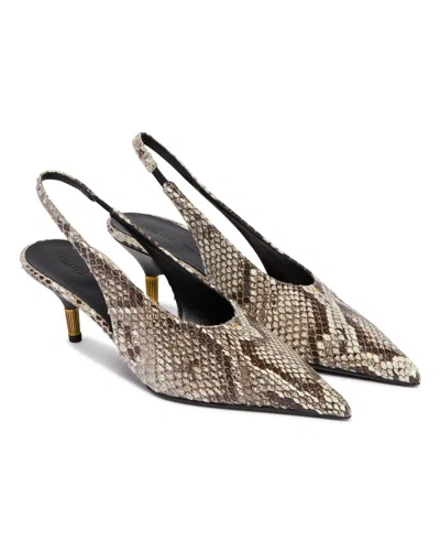 Khaite Bella Low Python-print Pumps In Brown