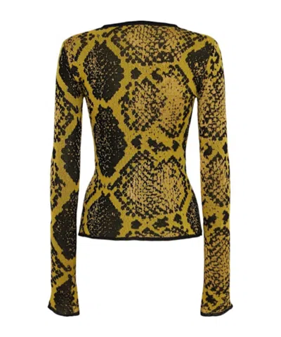 Attico Python Jacquard Cardigan Sweaters And Cardigans Yellow In Multi