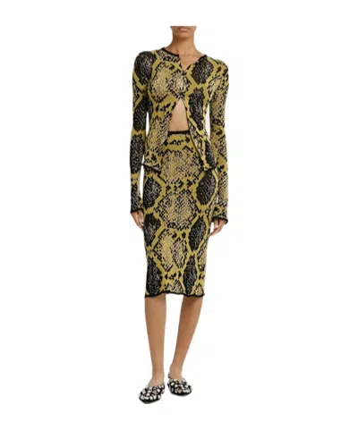 Attico Python Jacquard Cardigan Sweaters And Cardigans Yellow In Multi