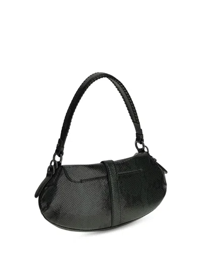Ganni B-kat Recycled Polyester Blend Python Print Bag In Black