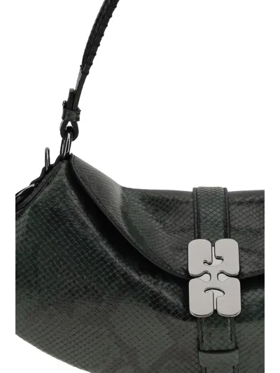Ganni B-kat Recycled Polyester Blend Python Print Bag In Black