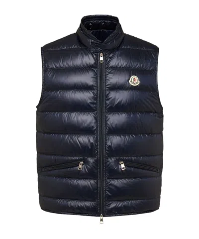 Moncler High Collar Puffer Quilted Sleeveless Jacket In Black
