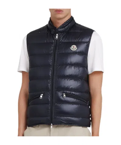 Moncler High Collar Puffer Quilted Sleeveless Jacket In Black