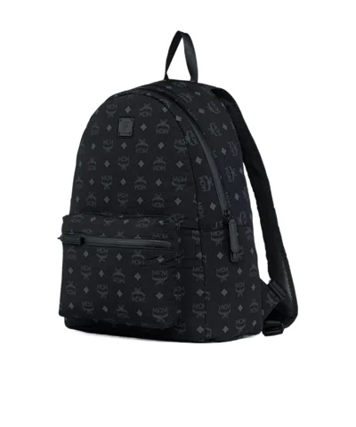 Mcm Stark Monogram-pattern Packable Backpack In Black