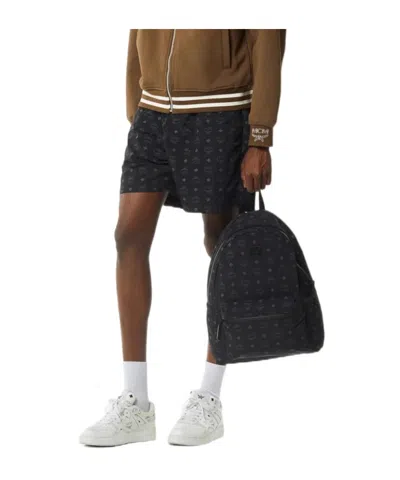 Mcm Stark Monogram-pattern Packable Backpack In Black