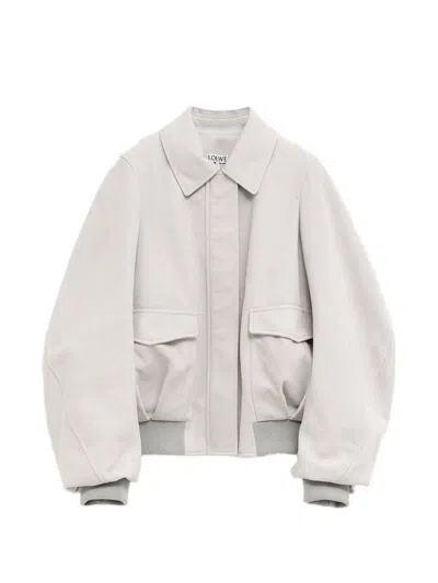 Loewe Suede Oversized Bomber Jacket In Gray