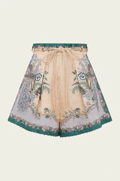 Zimmermann Indra Belted Mid-rise Floral-print Linen Shorts In Multi