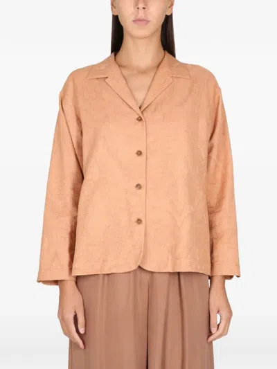 Alysi Ajoure Button Front Jacket In Brown
