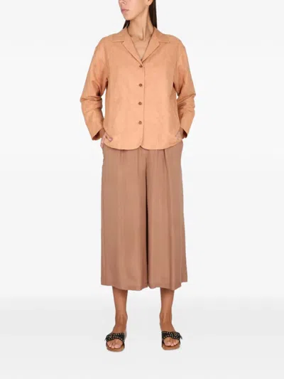 Alysi Ajoure Button Front Jacket In Brown