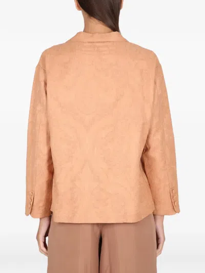 Alysi Ajoure Button Front Jacket In Brown