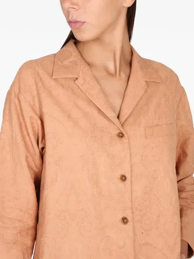 Alysi Ajoure Button Front Jacket In Brown