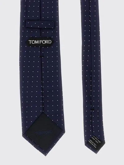 Tom Ford Micro Polka Dot Tie In Blue