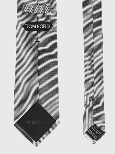 Tom Ford Silver Jacquard Pattern Tie In Gray