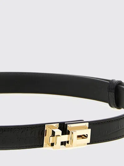 Tom Ford Croc Embossed T Shape Adjustable Belt In Black