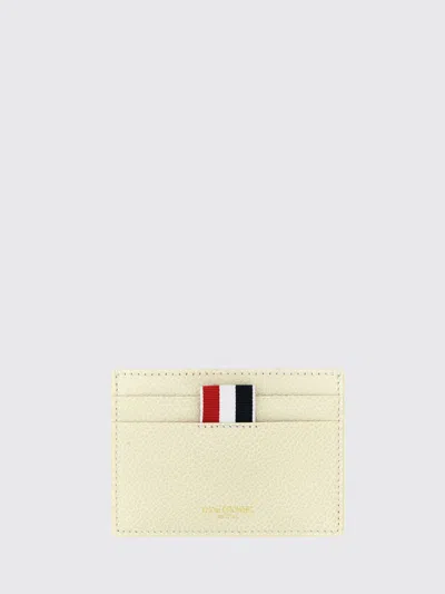 Thom Browne Hammered Calfskin Card Case In Neutral