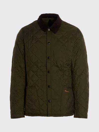 Barbour Heritage Liddesdale Green Jacket With Classic Corduroy Collar And Logo Lettering On The Front In Tec