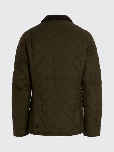 Barbour Heritage Liddesdale Green Jacket With Classic Corduroy Collar And Logo Lettering On The Front In Tec