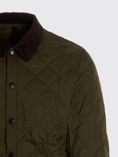 Barbour Heritage Liddesdale Green Jacket With Classic Corduroy Collar And Logo Lettering On The Front In Tec