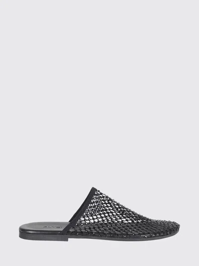 Alysi Slide Mule Sandal Rhinestone Mesh Flat Sole In Black