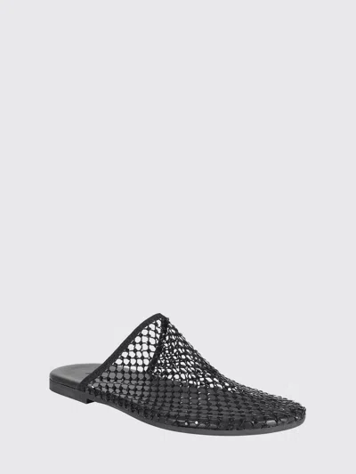 Alysi Slide Mule Sandal Rhinestone Mesh Flat Sole In Black