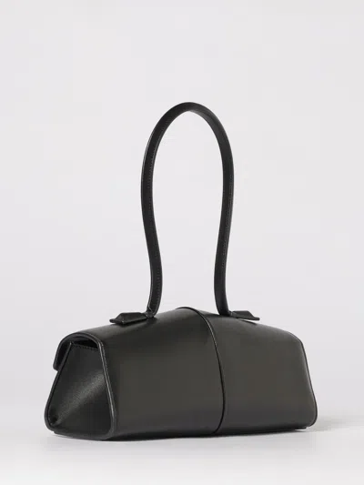Jil Sander Linea Angular Leather Shoulder Bag In Black