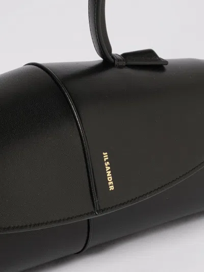 Jil Sander Linea Angular Leather Shoulder Bag In Black