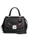 Coach Western Rivets Drifter Carryall In Glovetanned Leather In Black/silver