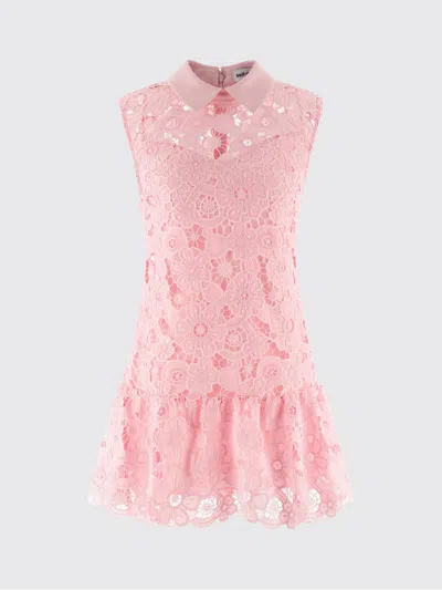 Self-portrait Pink Lace Collared Mini Dress In Multi