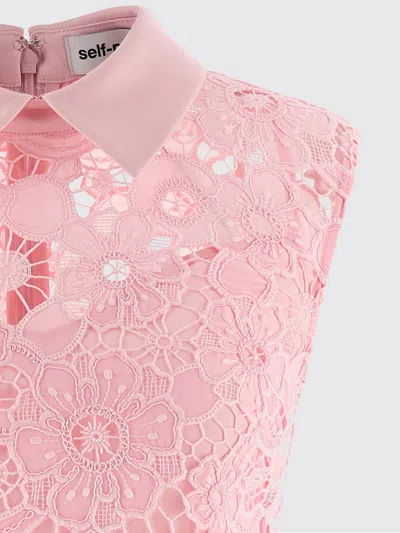 Self-portrait Pink Lace Collared Mini Dress In Multi
