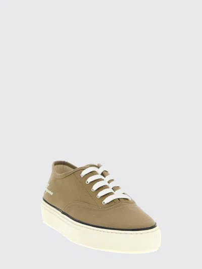 Jacquemus Cotton Low-top Sneakers With Embroidered Logo In Brown