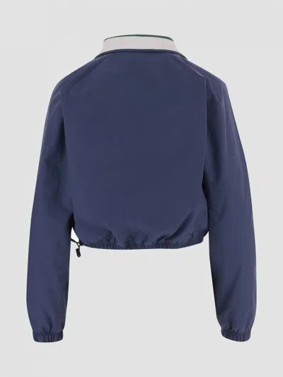 Gucci Blue Solid Shirt Collar Sweatshirt In Blue