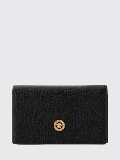 Versace Logo-plaque Wallet In Black