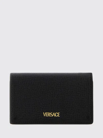 Versace Logo-plaque Wallet In Black