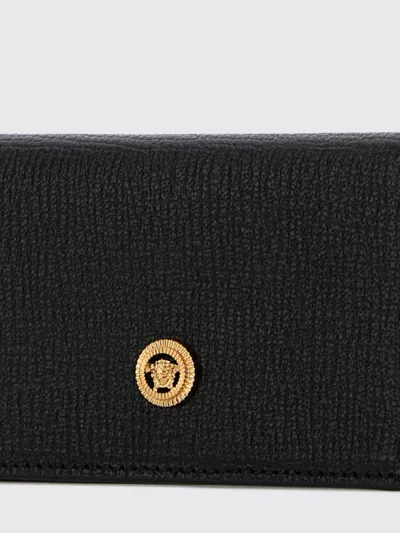 Versace Logo-plaque Wallet In Black