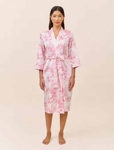 Papinelle Toile De Jouy Cotton Sateen Midi Robe In Pink
