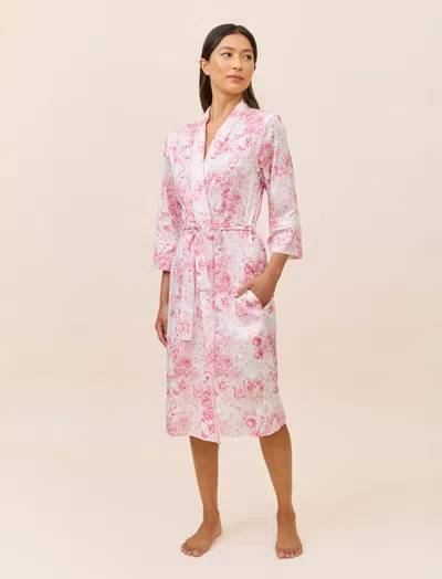 Papinelle Toile De Jouy Cotton Sateen Midi Robe In Pink