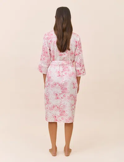 Papinelle Toile De Jouy Cotton Sateen Midi Robe In Pink