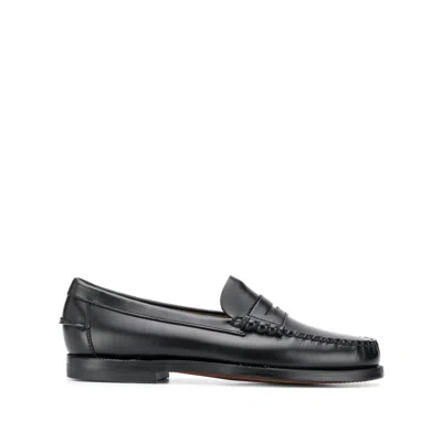 Sebago Round Toe Slip-on Moccasins With Cut-out Upper Design In Black