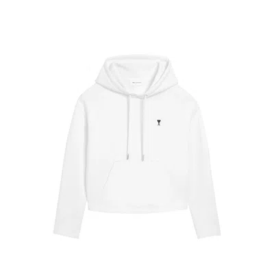 Ami Alexandre Mattiussi Ami Paris Ami Paris De Coeur Cotton Hoodie In White