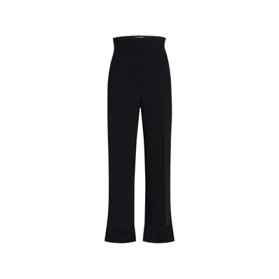 Khaite Rae Cropped Crepe Straight-leg Pants In Black