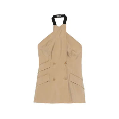 Max Mara Maxmara Mxsnuraghe Sleeveless Jacket In Wool And Silk Poplin In Brown
