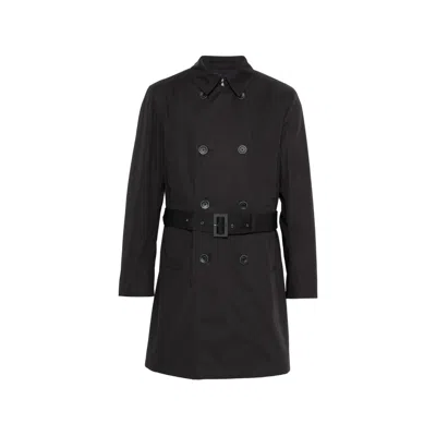 Herno Double-breasted Trench Coat In Black