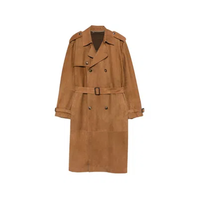 Canali Belted Double-breasted Jacket In Brown