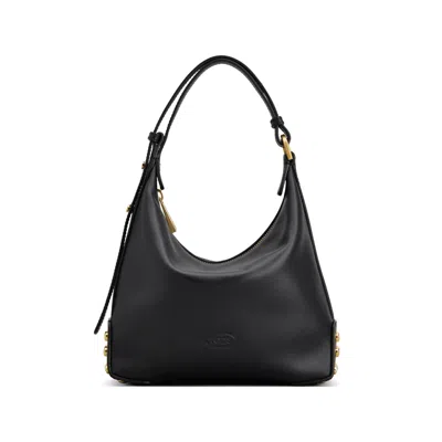 Tod's Metal Dots Mini Leather Shoulder Bag In Black