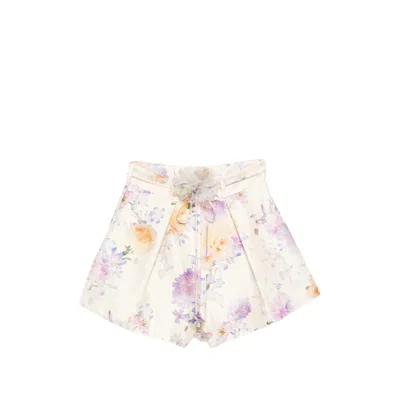 Zimmermann Womens Cream Dahlia Luna Floral-print Silk-blend Shorts Xs In Neutral